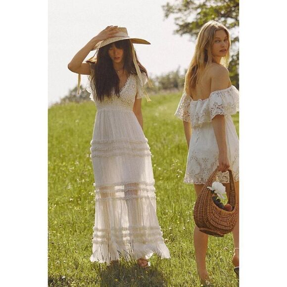 NWT FREE PEOPLE FP ONE BHLDN WATERLILY SAGE MAXI DRESS IN ALABASTER - Picture 1 of 10